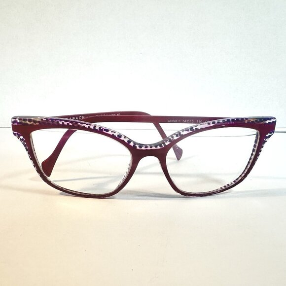 Face a Face Eyeglasses SHISO 1 4048 Purple Red Dotted Frames Only w/Case *Flaws* - Picture 1 of 16